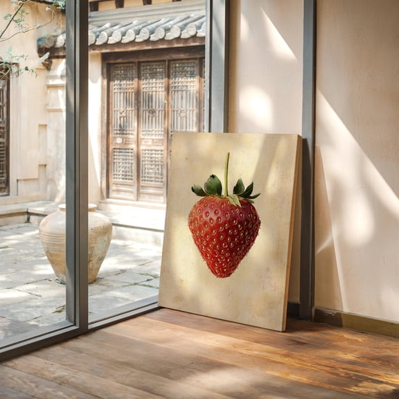 Vintage Strawberry, Rustic Fruit Print, Botanical Kitchen Decor, Farmhouse Strawberry Painting, Country Home Artwork Wall Art, Modern Wall Decor, 12x18 UNFRAMED