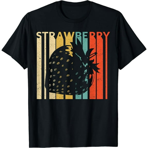 Vintage Strawberry Shirt 80s Women T-Shirt Black 2X-Large