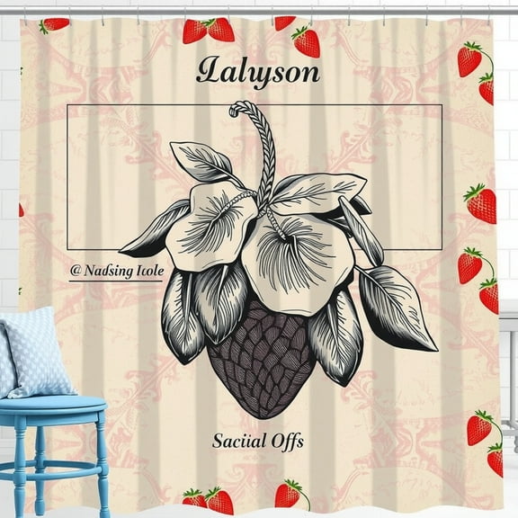 Vintage Strawberry Shower Curtain with Decorative Design - Elegant Home Decor