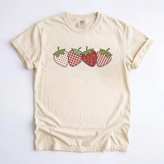 Vintage Strawberry T-Shirt, Cottagecore Summer Fruit Graphic Tee