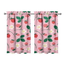 Vintage Strawberry Tier Kitchen Curtains for Bathroom Living Rod Pocket Window Drapes 28"x39" 2 Panels Window Treatment Tiers