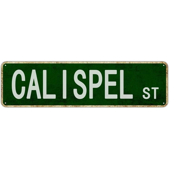 Vintage Street Name Metal Wall Plaque, Avenue Road Themed Decor for Garage and Porch, 16 x 4 Inch