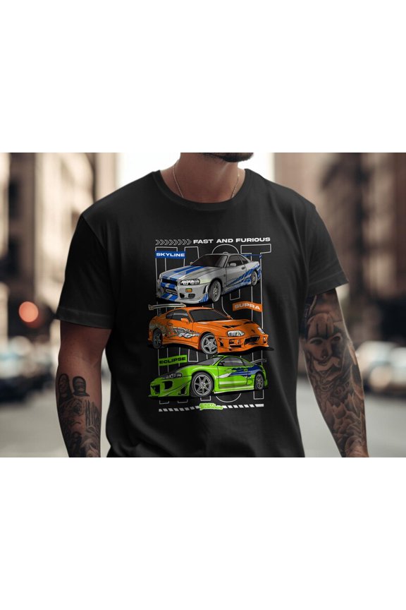 Vintage Street Racing Sports Car Graphic Tee, Retro Japanese Performance Car Culture Drift Racing Design, Unisex Cotton T-Shirt, Size S-5XL