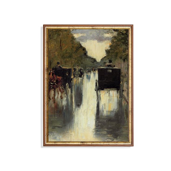 Vintage Street Scene Antique Cityscape Art Unframed Paper Print