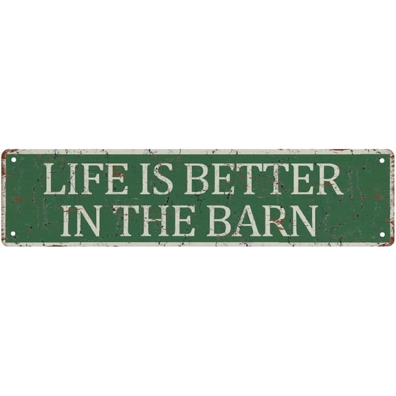 Vintage Street Sign Life Is Better In The Barn Tin Sign Vintage Metal Signs Decorations For Cafe Bar Kitchen 4X16 Inch