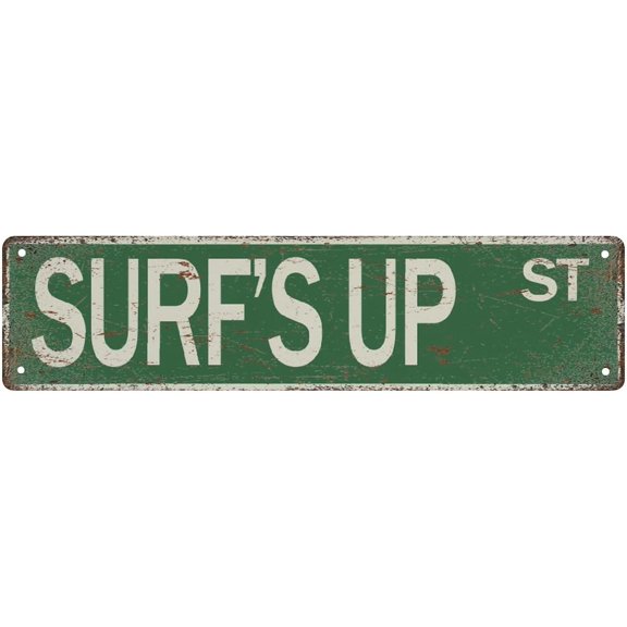 Vintage Street Sign Surf'S Up St Sign Metal Sign Wall Decor For Home, Bar, Diner, Pub,Kitchen 4X16 Inches