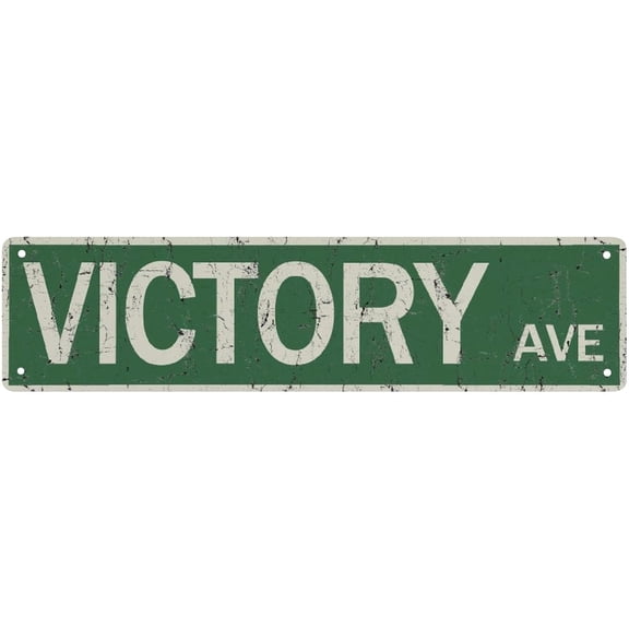 Vintage Street Sign Victory Ave Rustic Metal Tin Sign Home Outdoor Art Wall Decor 4X16 Inch