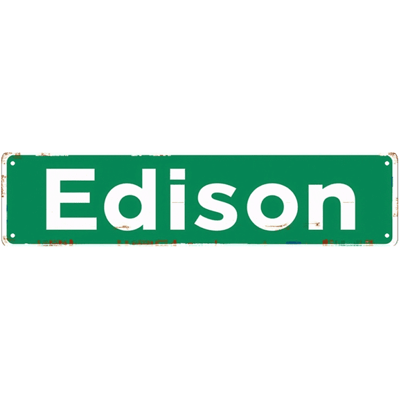 Vintage Street Tin Sign - Edison Design, 16x4 Inches - Ideal for Beach House, Poolside & Beachy Decor | beach house decor, pool signs, beachy decor