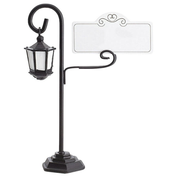 Vintage Streetlamp Place Card Holder, 4.3" Resin Table Number Clip for Wedding, Party or Reception Decor, Rustic Favor & Memo Stand