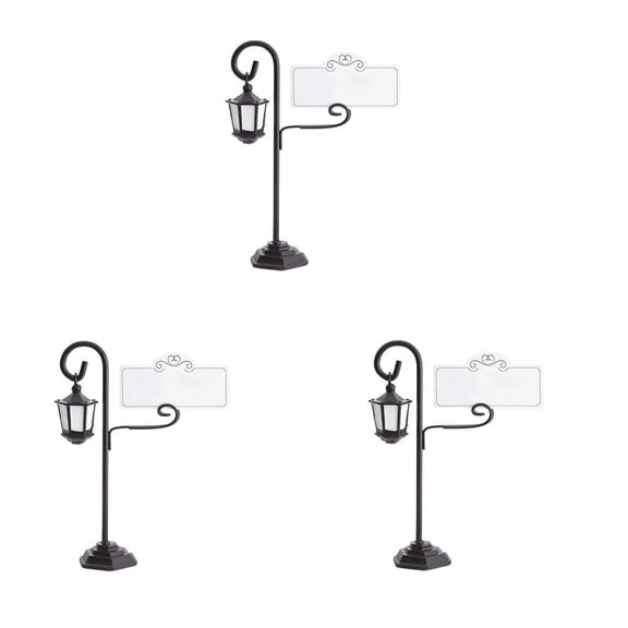 Vintage Streetlamp Place Card Holder, 4.3" Resin Table Number Clip for Wedding, Party or Reception Decor, Rustic Favor & Memo Stand