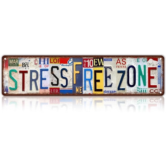 Vintage Stress Free Zone Wall Decor Street Signs Metal Tin Signs 16 x 4 Inches