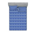 thumbnail image 1 of Vintage Stripe Fitted Sheet & Pillow Sham Set, Nautical Anchor Pattern Waves and Lines, Decorative Printed 6 Piece Bedding Decor Set, Queen, Ceil Blue White, by Ambesonne, 1 of 3