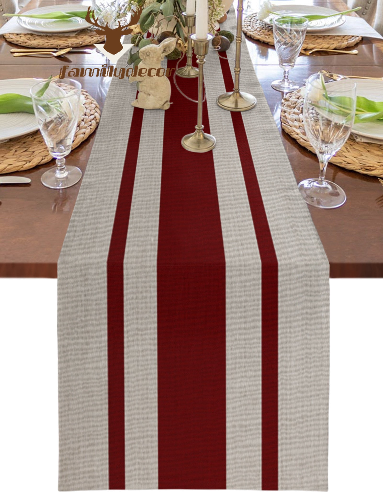 Red Pattern Table Runner Vintage Stripe Texture Red Table Runner Home Wedding Table Flag Mat ...