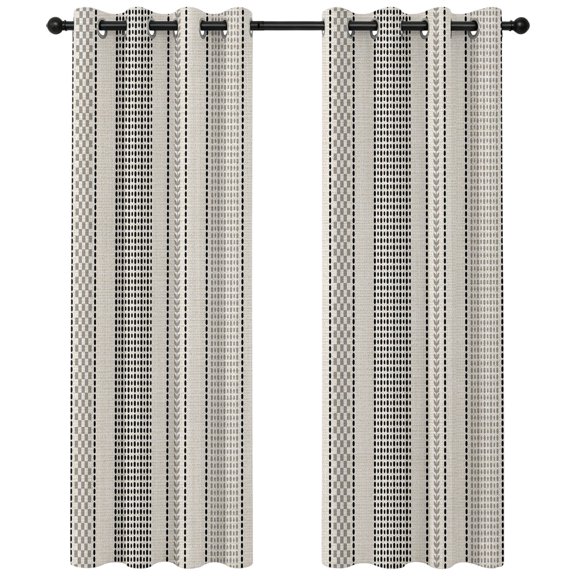 Vintage Striped Blackout Curtains 63 Inches Long, Black Khaki Vertical Ticking Stripes French Country Thermal Insulated Room Darkening Drapes with Grommets for Living Room 42"W x 63"L, 2 Panels