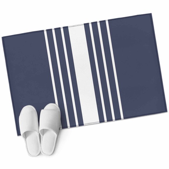 Vintage Striped Entryway Rug 2x3 Area Rug Washable Indoor Doormat Small Bathroom Rugs Non-Slip Low Pile Accent Throw Rugs Midnight Blue Modern Simple Lines Floor Carpet for Kitchen Bedroom Entrance