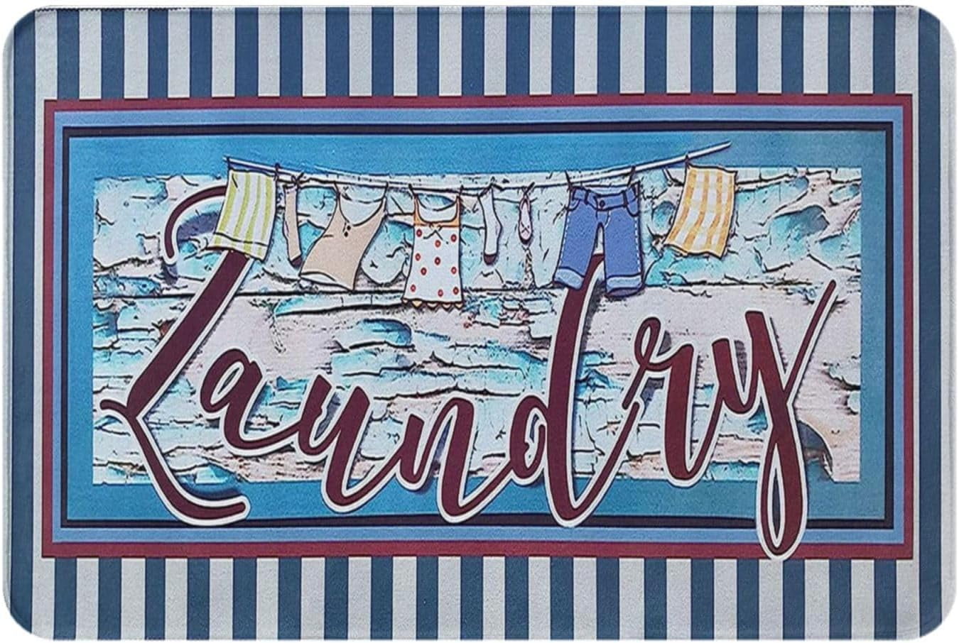 Vintage Striped Laundry Room Bathroom NonSlip Absorbent Resist Dirt