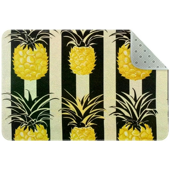 Vintage Striped Pineapple Pattern Entryway Rug, 2x3 Area Rug Indoor Door Mat Non-slip Washable Floor Carpet Rug for Bedroom Office Dining Room Bathroom