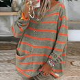 thumbnail image 1 of Vintage Striped Print Women Sweater Jumper Autumn Crew Collar Right Pocket Knitted Top Pullver Winter Long Sleeve Loose Sweaters, 1 of 5