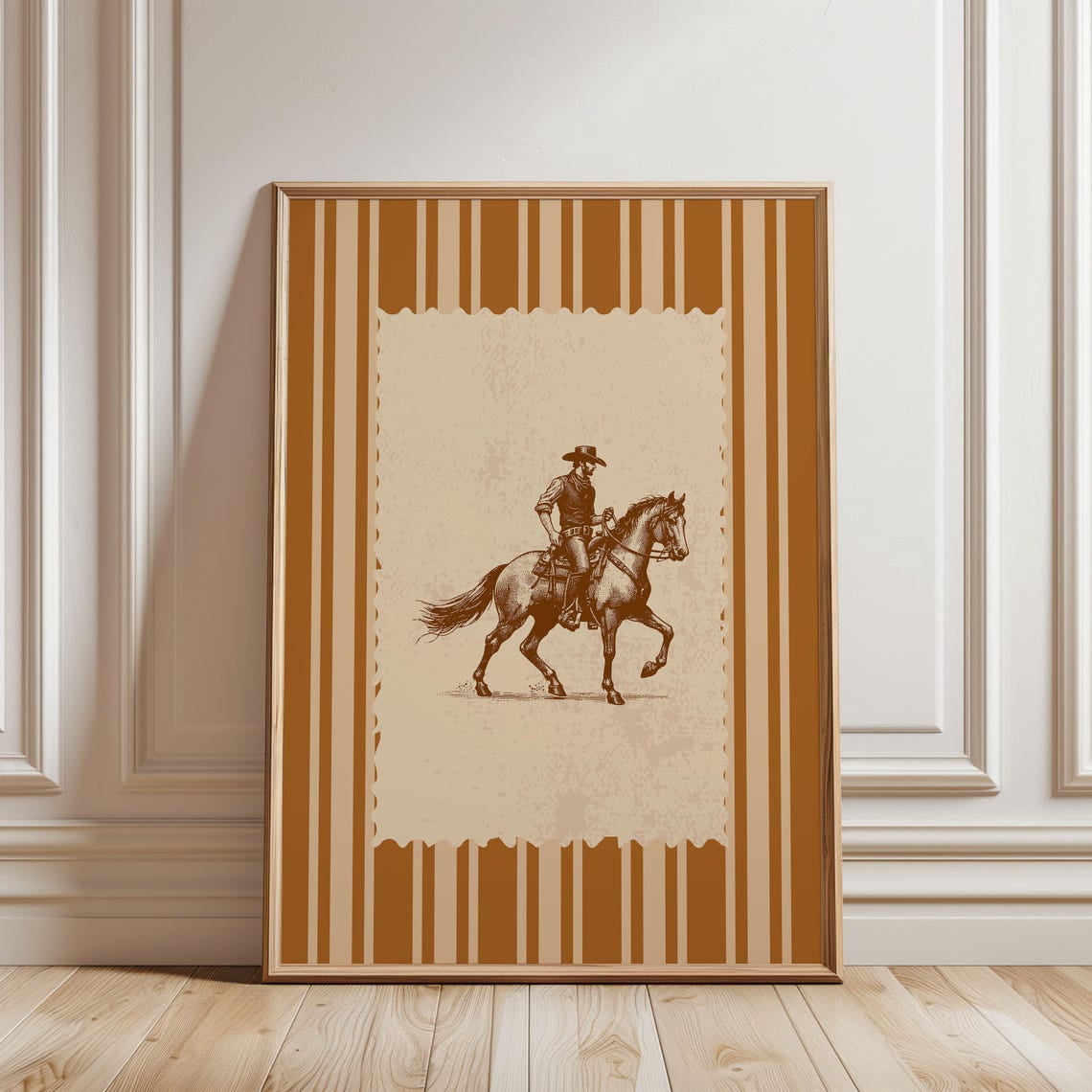 Vintage Striped Rodeo Poster Western Bedroom Poster Cowboy Brown Beige ...