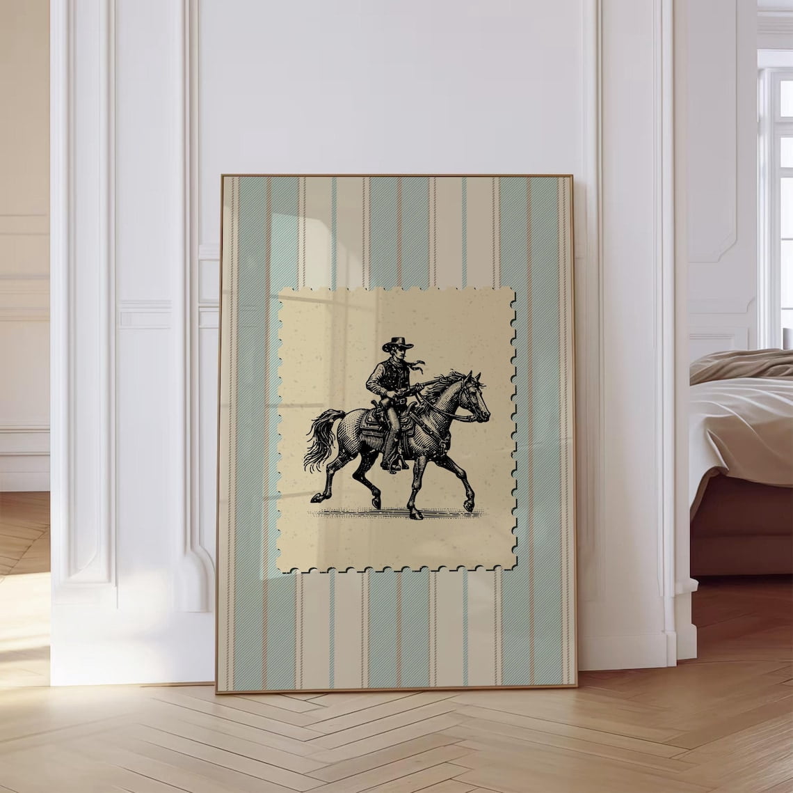 Vintage Striped Rodeo Poster Western Bedroom Poster Cowboy Stamp Wall ...