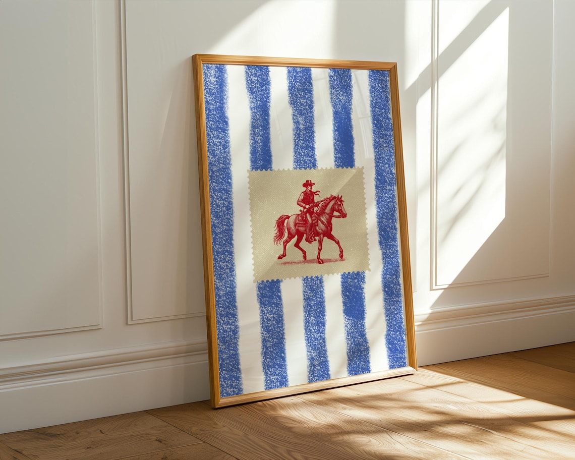 Vintage Striped Rodeo Poster Western Bedroom Poster Cowboy Wall Art ...