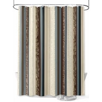 Vintage Striped Shower Curtain Set ，Waterproof Fabric Shower Curtains Blue Brown White Stripe Abstract Retro Shower Curtains for Bathroom,Bathroom Decor 60"x72"