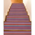 thumbnail image 1 of Vintage Striped Stair Treads Non Slip for Steps Country Red Blue Colorful Stripes 4 Pcs Reusable Adhesive Stair Runner Mats for Dogs Elders Carpet Treads Rugs for Staircase 8x30 In, 1 of 7