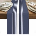 thumbnail image 1 of Vintage Striped Table Runner - 60 Inch Long, Kitchen Dining Table Runner Dresser Scarves, Midnight Blue Modern Simple Lines Farmhouse Decor for Coffee Tables Wedding Party Banquet, 1 of 8