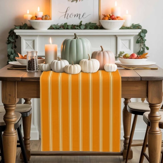 Vintage Striped Table Runner, Autumn Thanksgiving Kitchen Dining Table Decoration for Home Party Decor 13x36 Inches
