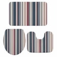 thumbnail image 1 of Vintage Stripes Bathroom Rugs Set Red Navy Striped Retro Geometric Lines Non Slip Absorbent Soft Bath Mats 3 Piece Set with Bathroom Rug, U-Shaped Floor Mat, Toilet Seat Cover Small Size, 1 of 9