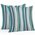 thumbnail image 1 of Vintage Stripes Outdoor Pillow Covers Set of 2 Black Blue Green Striped Abstract Lines Waterproof Throw Pillow Case Decorative Square Cushion Cover for Patio Couch Garden Balcony, 18"x18", 1 of 9