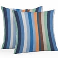 thumbnail image 1 of Vintage Stripes Outdoor Pillow Covers Set of 2 Navy Orange Green Striped Abstract Lines Waterproof Throw Pillow Case Decorative Square Cushion Cover for Patio Couch Garden Balcony, 24"x24", 1 of 9