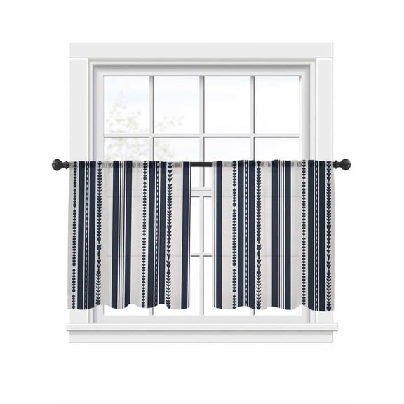 Vintage Stripes Sheer Curtains 2 Panels Set Black Striped Retro Lines Geometric Sheer Window Curtains Light Filtering Rod Pocket Voile Drapes for Bedroom Living Room 52"x45"