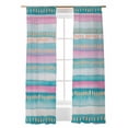 thumbnail image 1 of Vintage Stripes Sheer Curtains 96 Inch Long 2 Panels, Green Pink Striped Gradient Retro Lines Light Filtering Rod Pocket Semi Sheer Curtains, Sheer Voile Drapes for Living Room Bedroom, 52"x96", 1 of 5