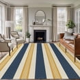 thumbnail image 1 of Vintage Stripes Washable Living Room Rugs 6'x9', Yellow Striped Retro Geometric Lines Low Pile Throw Large Area Rug Non-Slip Sturdy Edge Binding Carpet for Dining Room Kitchen Office, 1 of 9