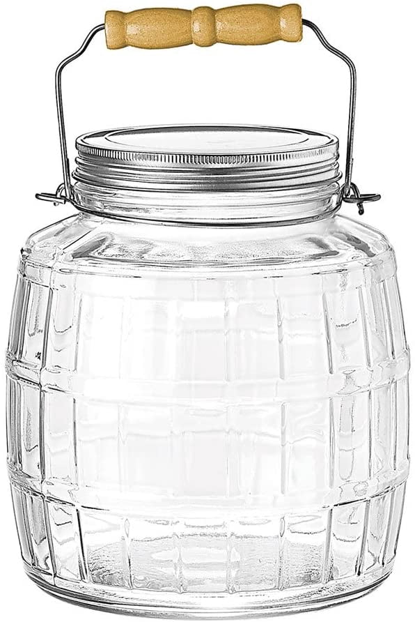 Vintage Style 1 Gallon Glass Barrel Jar with Lid Ideal for Pasta