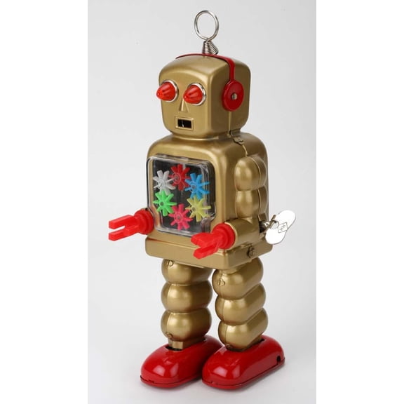 Vintage Style 10" Tin High-Wheel Robot Gold