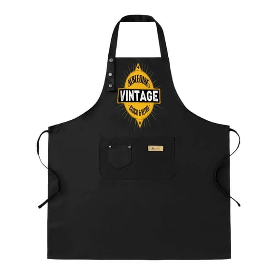 Vintage Style 2 Pack Bib Apron Set - Adjustable with 2 Pockets Black & " SALEVIENE & BAKERY " Text Perfect for Cooking & Baking for Men and Women