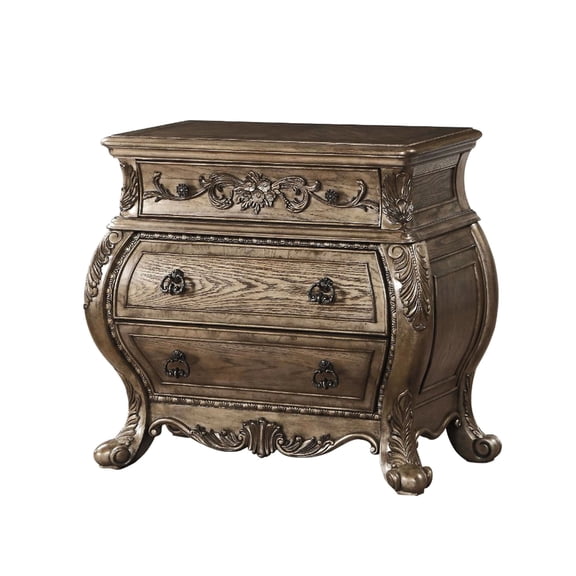 Vintage Style 3-Drawer Nightstand | Bedroom Use, Bombay Shape | Solid Wood + MDF | Solves Bedroom Organization Issues