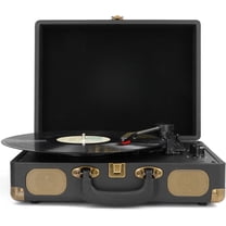 Vintage Style 3-Speed Vinyl Record Player Bluetooth Suitcase Turntable with Built-in Speakers, RCA & AUX Support, Headphone Jack, Ideal for LP to MP3 Recording