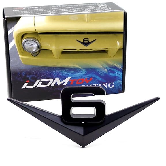 Vintage Style 3D Matte Black Alloy Metal V6 Emblem For Grille Hood Trunk Fender Side Door, etc