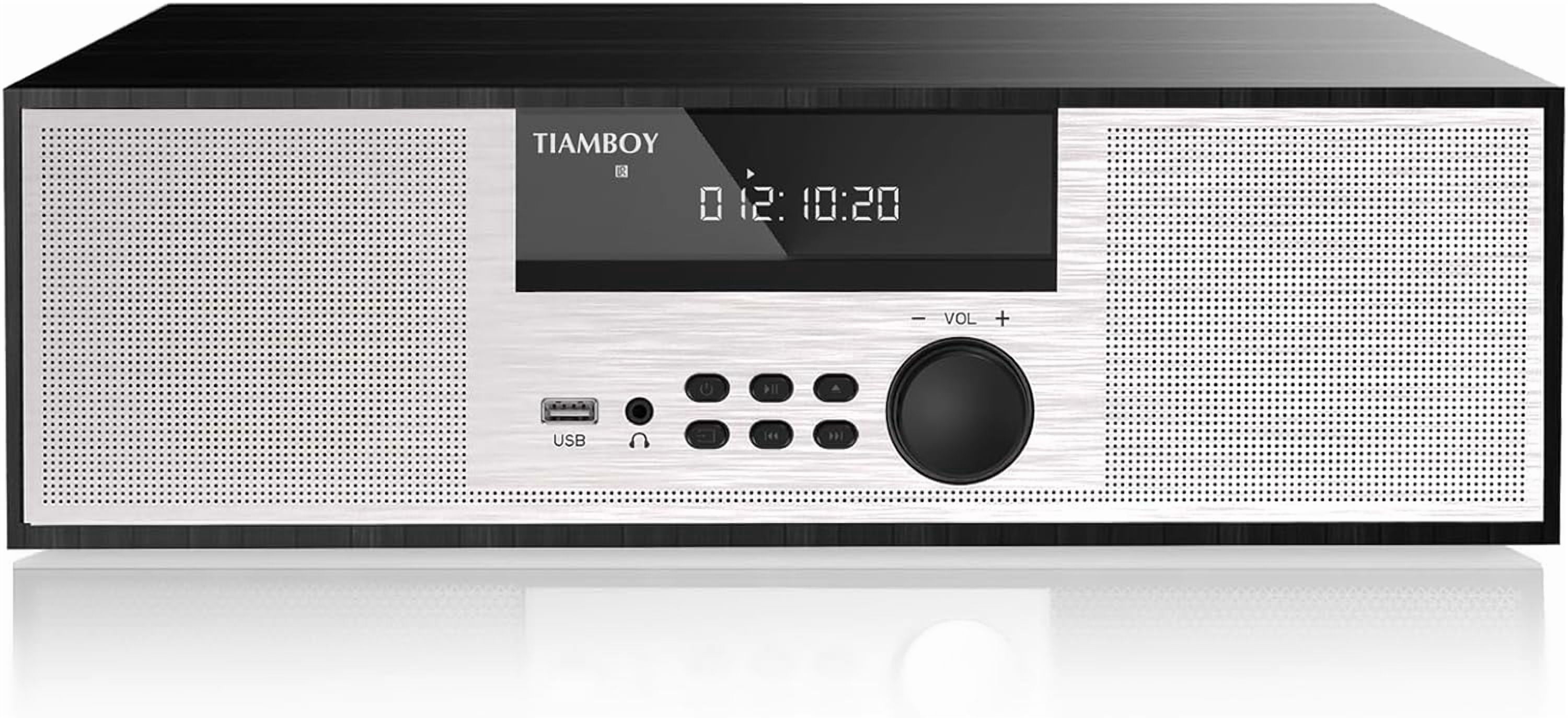 Vintage Style 40W RMS Micro Shelf Stereo System with CD Player, Bluetooth, USB Playback, FM Radio, AUX-Input, 2-Way Music Crisp-Sound, DSP-Tech
