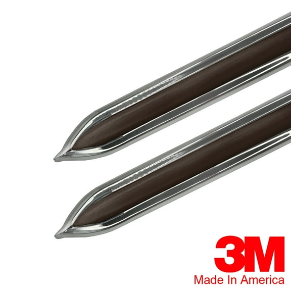 Automotive Authority Vintage Style 5/8" Molding Automotive Exterior Trim, Brown & Chrome, 2 Pcs