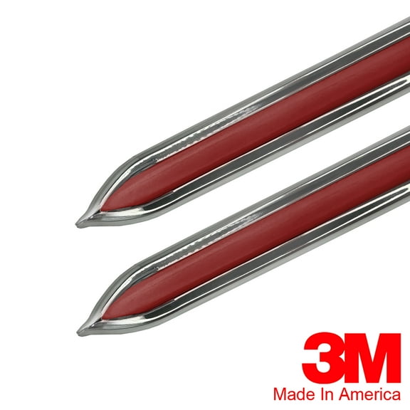 Vintage Style 5/8" Red & Chrome Side Body Trim Molding - Formed Pointed Ends