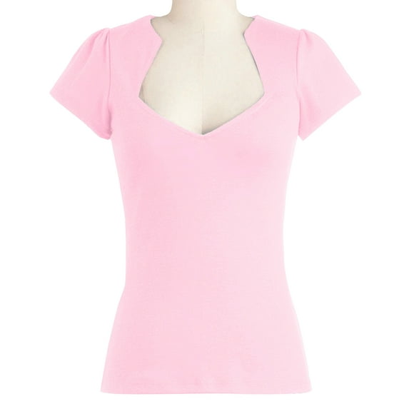 Vintage Style 50's T-Shirts Slim Fit Solid Wome Tops