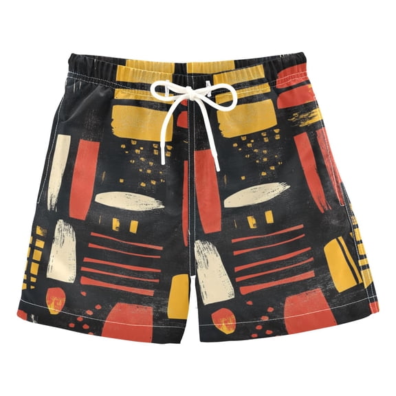 Vintage Style Abstract Painting Boys Swim Trunks Quick Dry Boy Swim Shorts for 3-14 Years