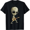 thumbnail image 1 of Vintage Style Alien Guitarist UFO Guitar Player Music Lover T-Shirt, 1 of 5