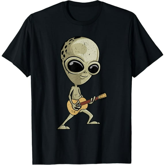 Vintage Style Alien Guitarist UFO Guitar Player Music Lover T-Shirt