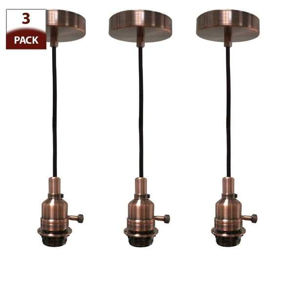 Vintage Style Antique Copper Keyless Uno Dimmable Pendant Light