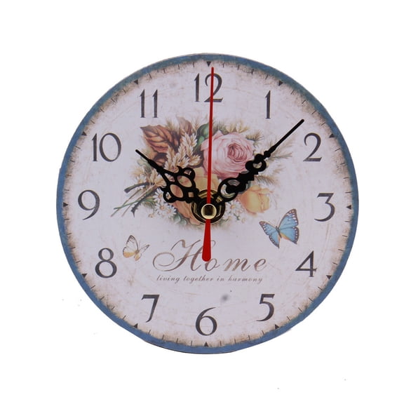 Vintage Style Antique Wood Wall Clock, Rvkxad Silent Analog Wood Clock, 12cm Small Battery Operated Wall Clock for Home Kitchen Office Living Room Bedroom, White